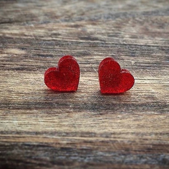 Other - Glitter laser cut acrylic heart earrings